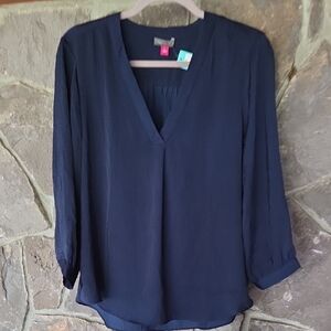 Vince Camuto Deep Blue V-Neck Blouse